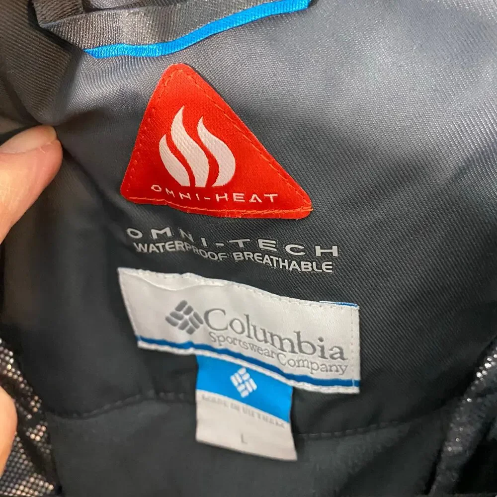 Columbia Youth Grey Omni-Tech Omni Heat Waterproof Breathable Hooded Jacket Sz L